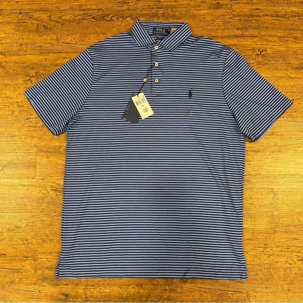 Polo by Ralph Lauren RXL  Men's Navy and baby blue Striped Polo golf shirt